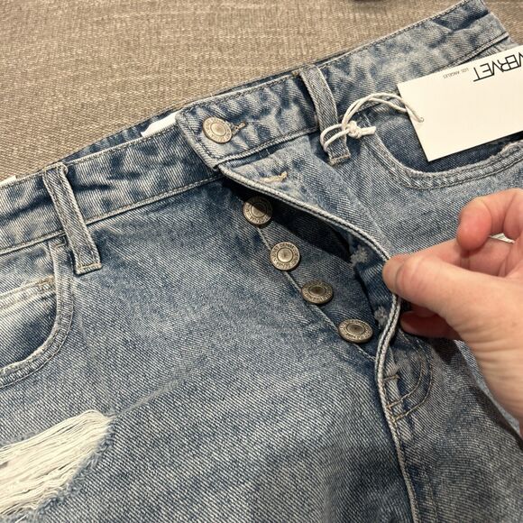 Vervet Beverly Jeans Women 31 Super High Rise Distressed Straight Button Fly New - Picture 7 of 8